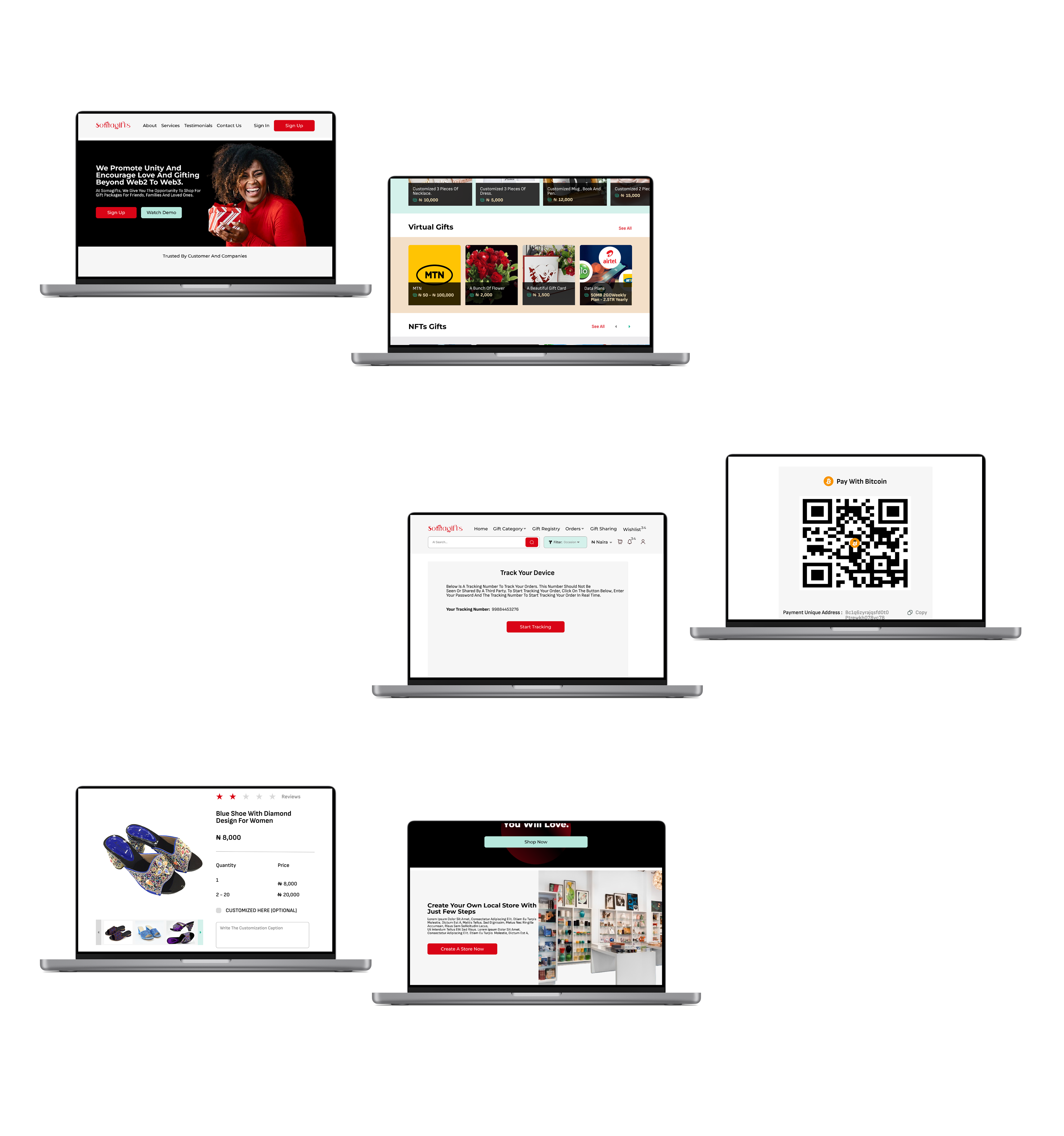SomaGift Application Screens